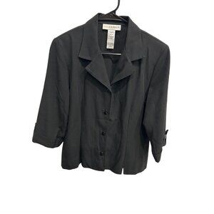 Sag Harbor Black 3/4 Sleeve Buttoned Blazer Size 8 Professional Classic